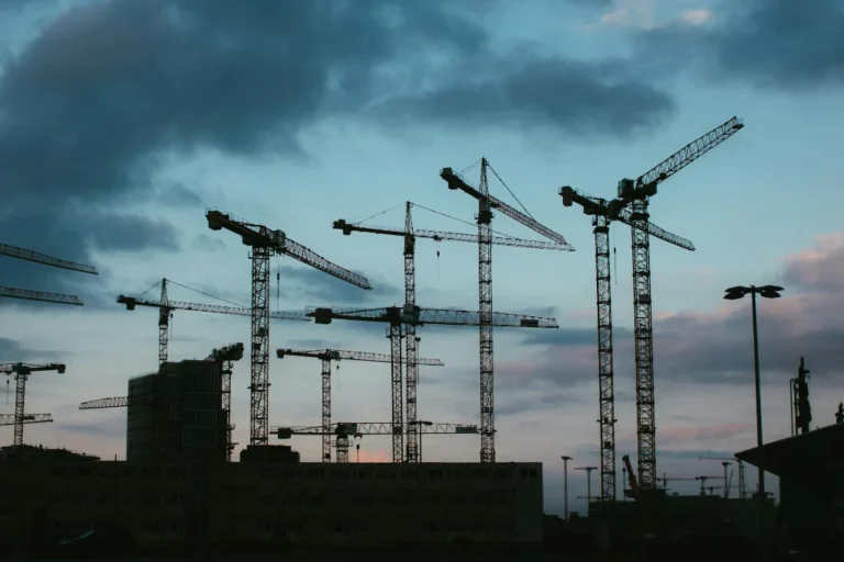 Construction cranes at an off-plan property development site in Kenya