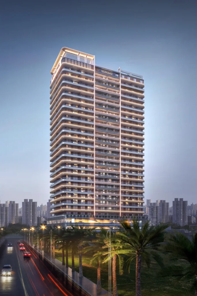 Skyline Westlands tower exterior at dusk showing illuminated balconies and modern façade on Westlands Road Nairobi